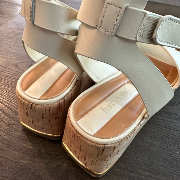 Franco Sarto Terry Platform Sandal Ivory White Leather Size 7.5 - Picture 5 of 8